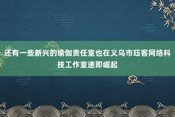 还有一些新兴的瑜伽责任室也在义乌市珏客网络科技工作室速即崛起