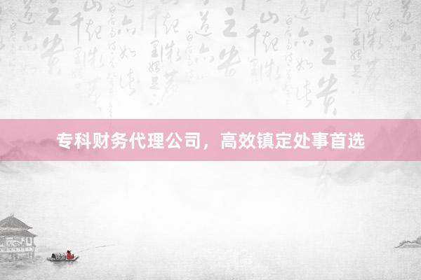 专科财务代理公司，高效镇定处事首选